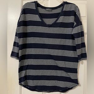 Navy and white striped sweater